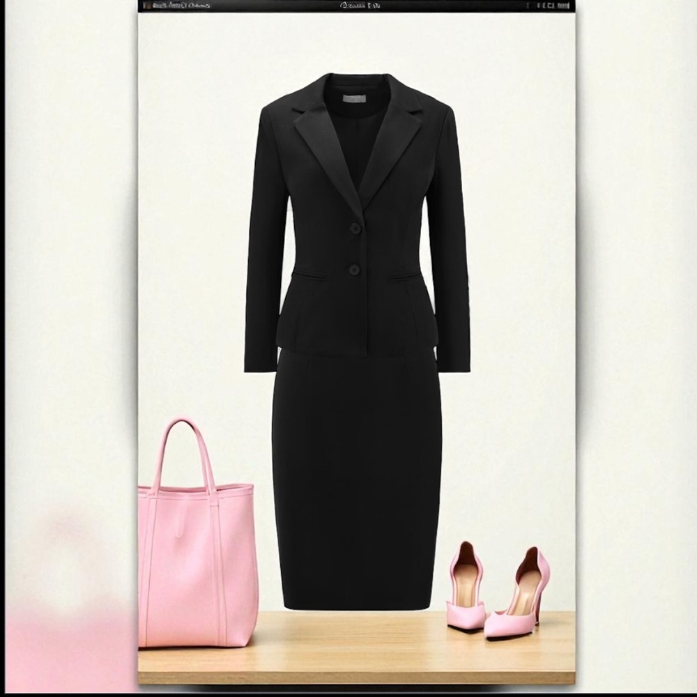 Fashion Bug Classic Black Blazer and Skirt Ensemble
